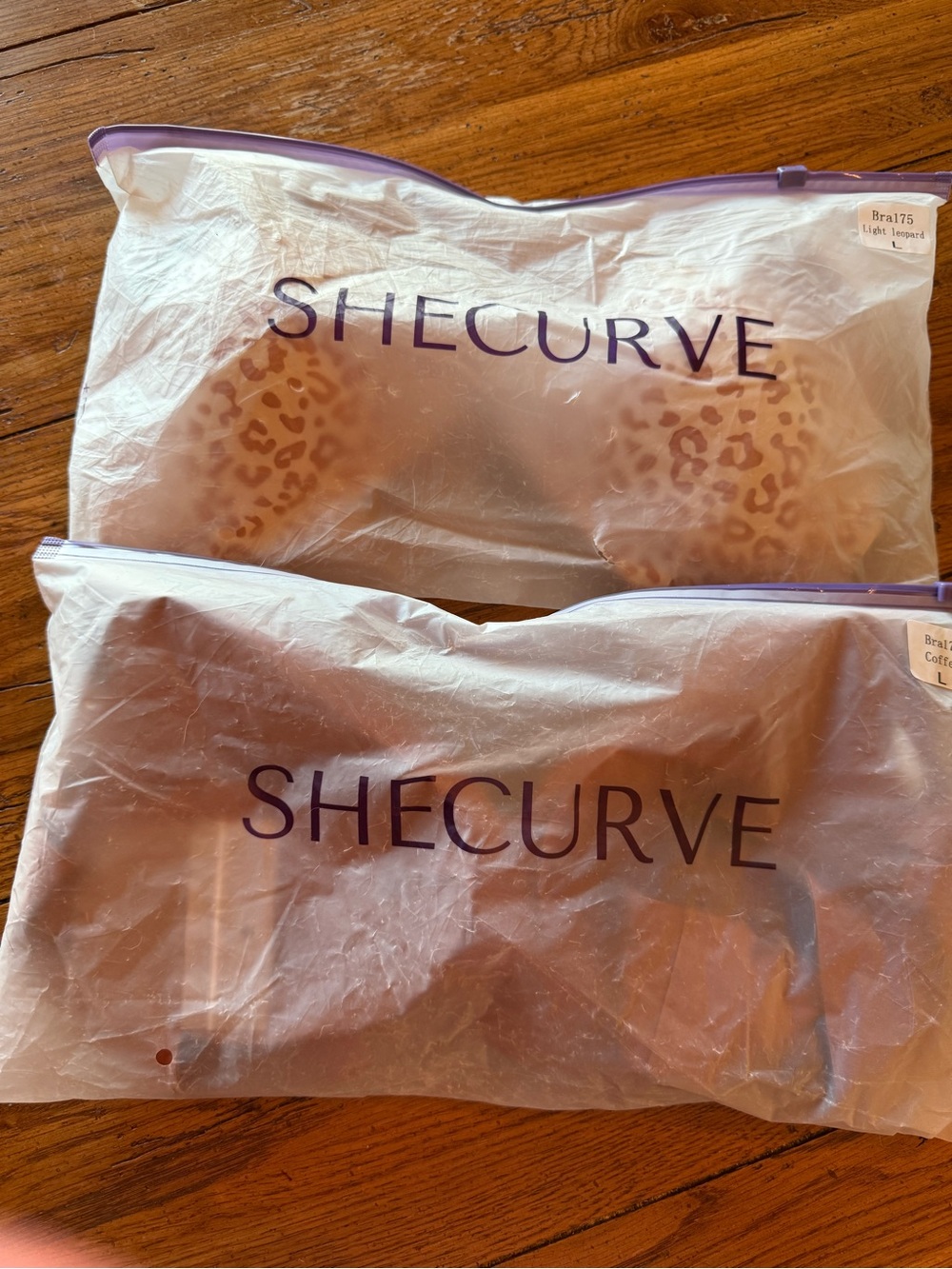 Shecurve Coffee and Light Leopard Print Wireless Bra - Large
